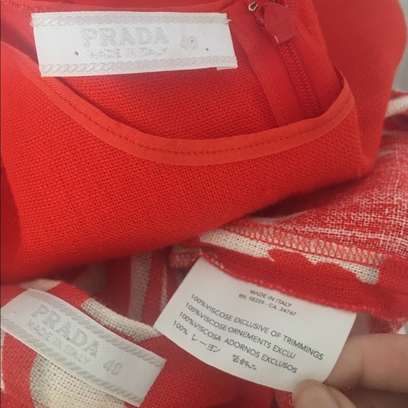 Prada S Vintage 2 Piece Set Red Top Skirt Dress - Picture 7 of 8
